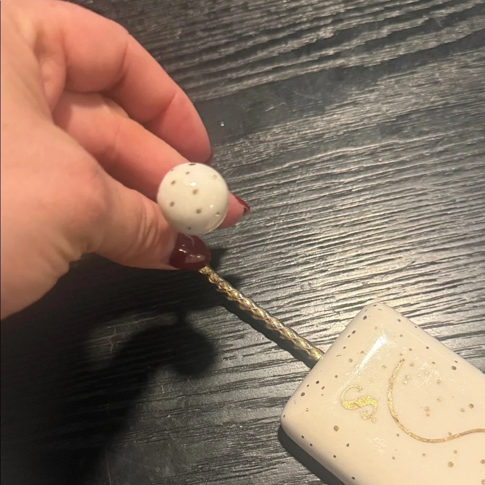 Anthropologie Cream and Gold Wall Hook